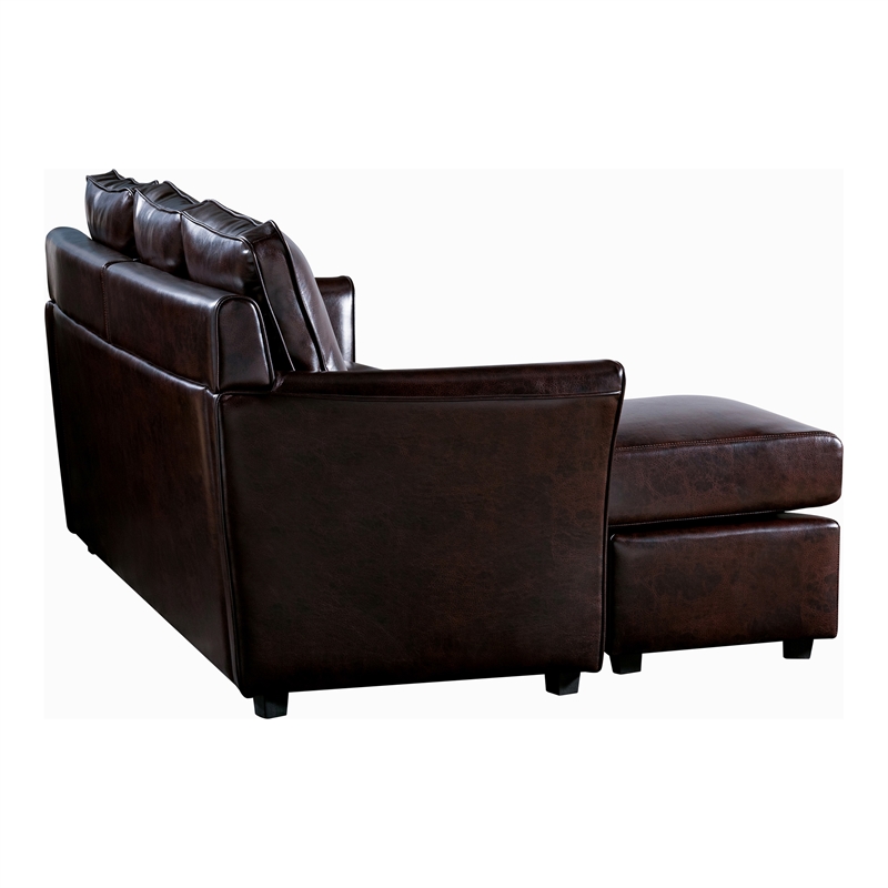 Furniture of America Sula Faux Leather Reversible Modular Sectional in Brown