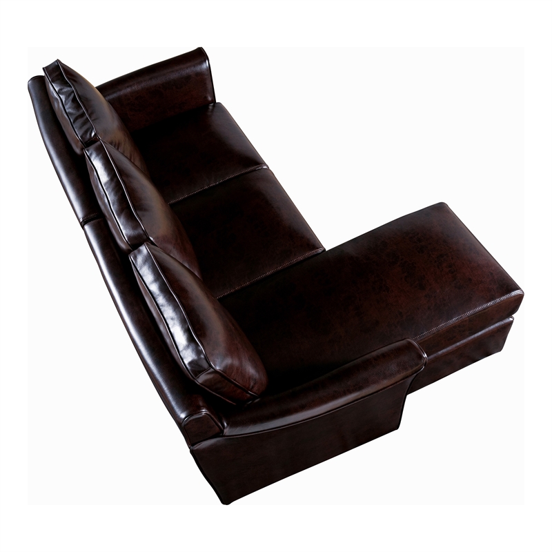 Furniture of America Sula Faux Leather Reversible Modular Sectional in Brown