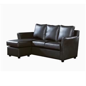 Furniture of America Sula Faux Leather Reversible Modular Sectional in Dark Gray
