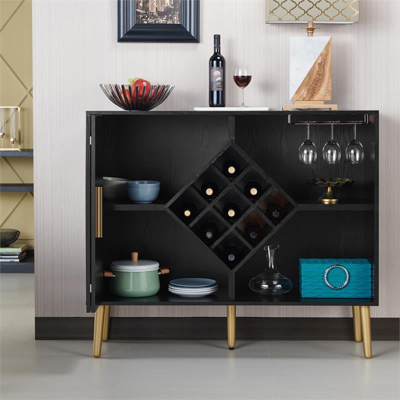 Furniture of America Jeana Contemporary Wood Multi-Storage Buffet in Black