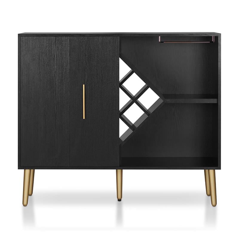 Furniture of America Jeana Contemporary Wood Multi-Storage Buffet in Black