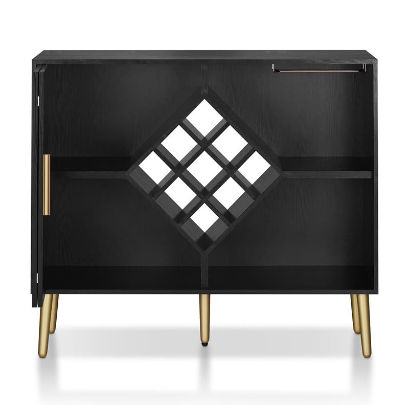 Furniture of America Jeana Contemporary Wood Multi-Storage Buffet in Black