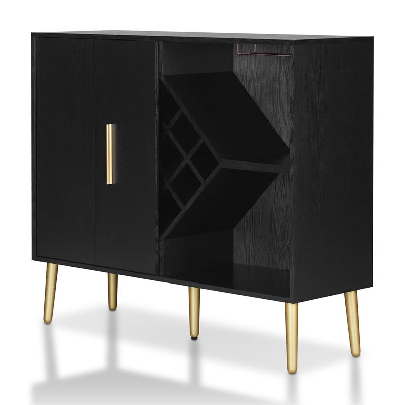 Furniture of America Jeana Contemporary Wood Multi-Storage Buffet in Black