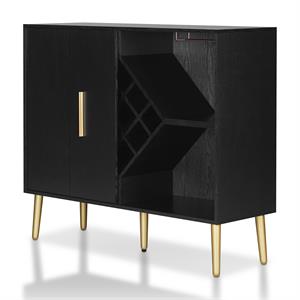 furniture of america jeana contemporary wood multi-storage buffet in black