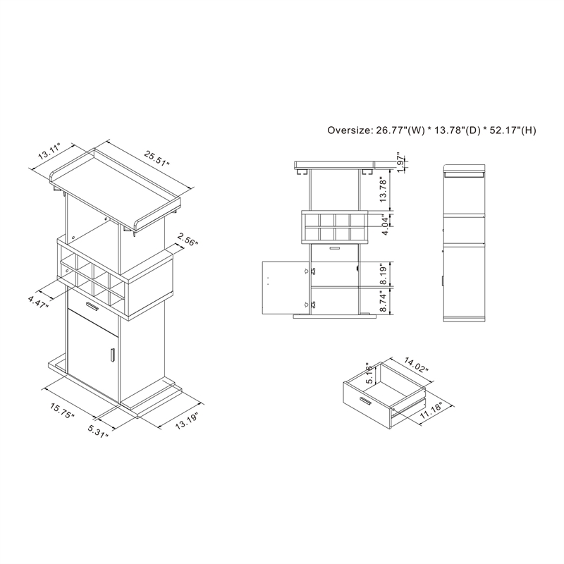 Furniture of America Orville Modern Wood Multi-Storage Buffet in Chestnut Brown
