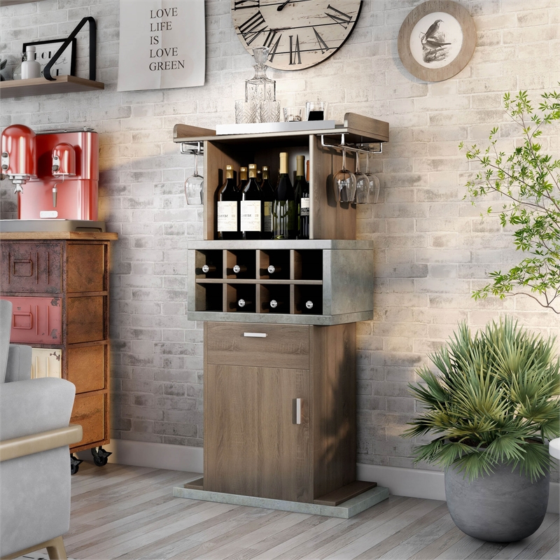 Furniture of America Orville Modern Wood Multi-Storage Buffet in Chestnut Brown