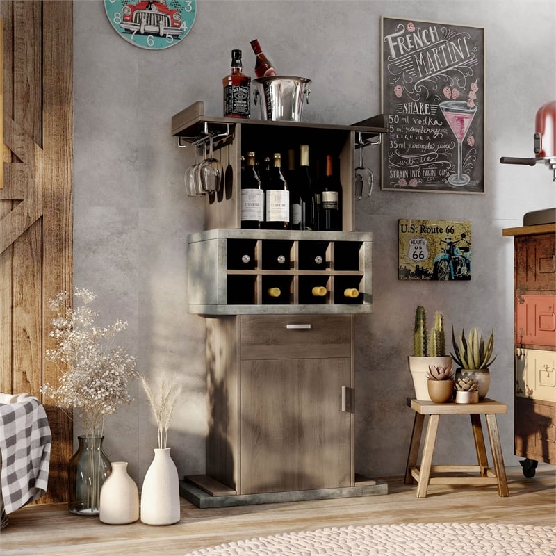 Furniture of America Orville Modern Wood Multi-Storage Buffet in Chestnut Brown