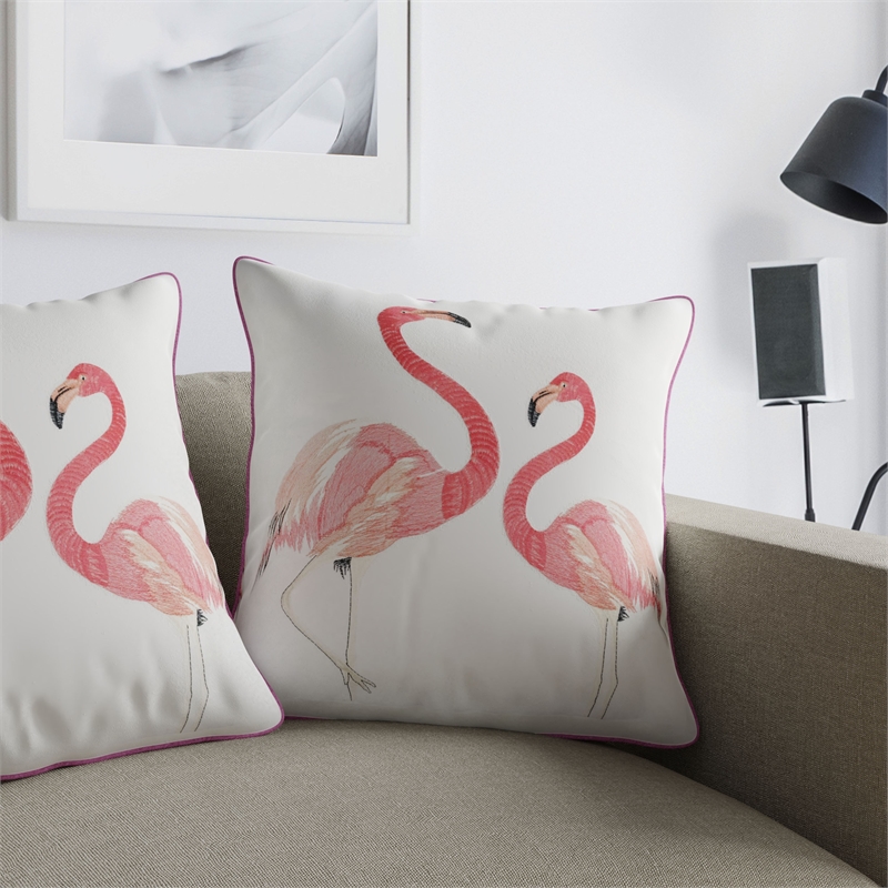 Furniture of America Daytona Fabric 20-Inch Throw Pillow in Pink (Set of 2)