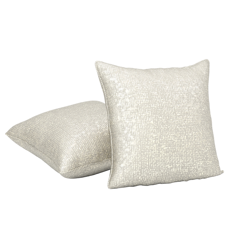 Furniture of America Adeline Jacquard Fabric Throw Pillow in Silver (Set of 2)