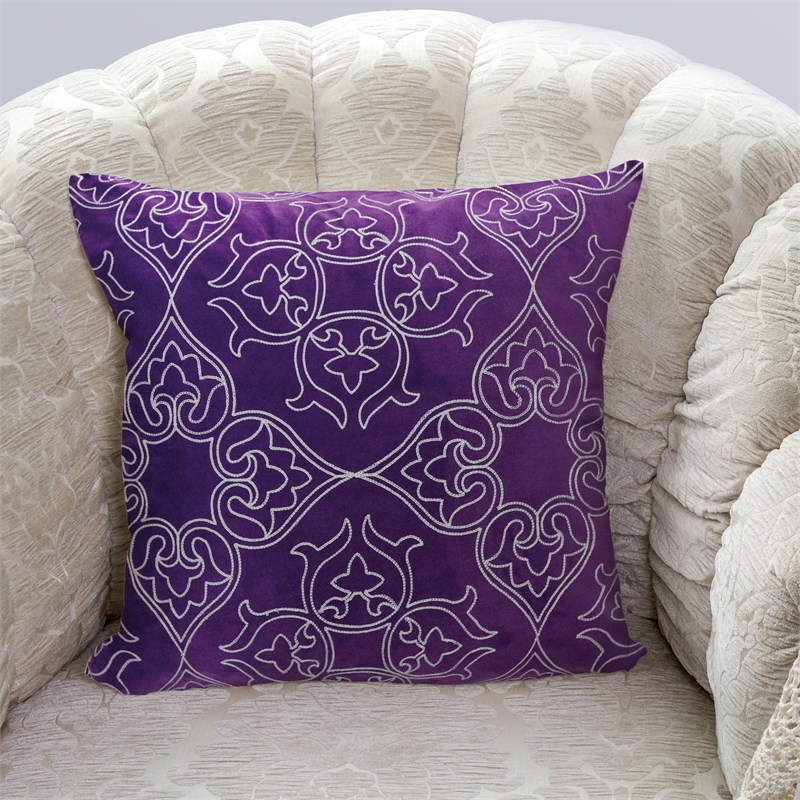 Furniture of America Martha Fabric 20-Inch Throw Pillow in Purple (Set of 2)
