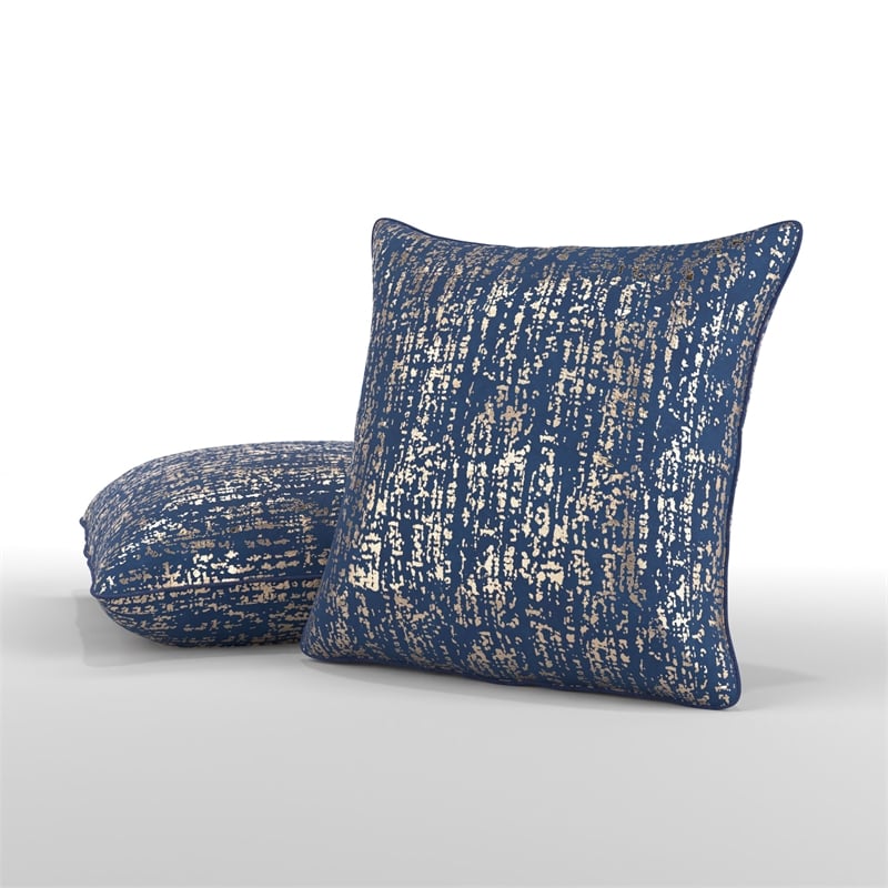 Furniture of America Adeline Fabric Throw Pillow in Blue (Set of 2)