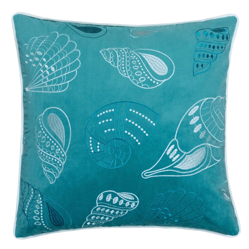 Furniture of America Paloma Fabric 20-Inch Throw Pillow in Teal Blue (Set of 2)