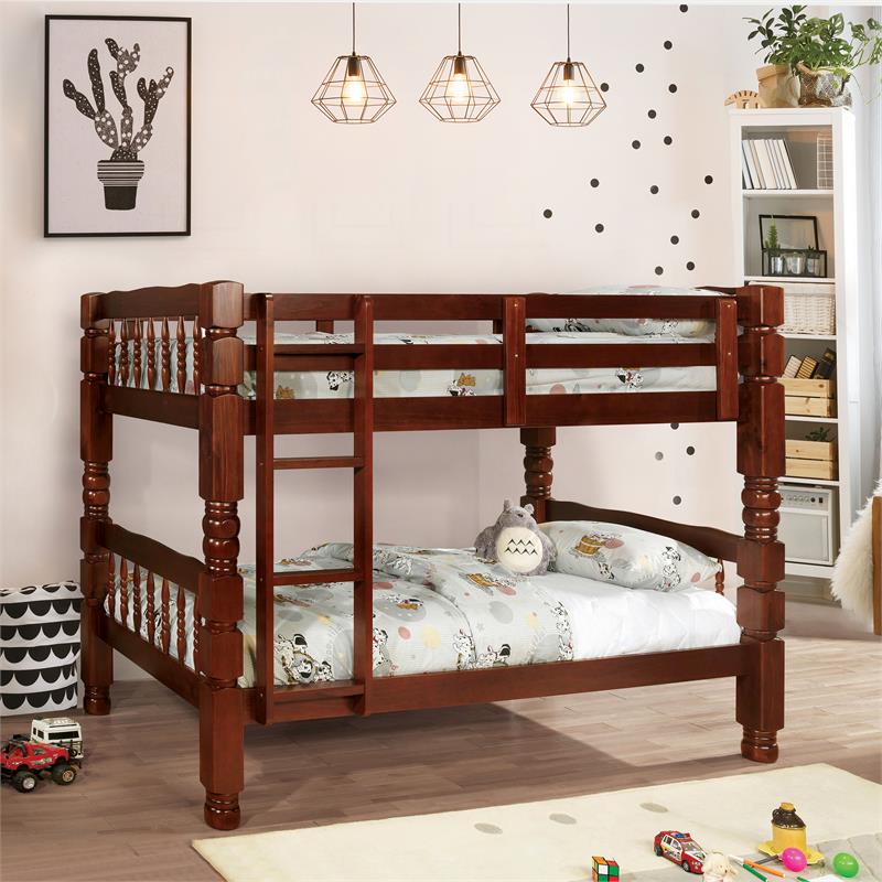 Furniture Of America Ricky Cottage Wood, Cherry Wood Twin Bunk Bed