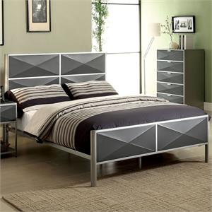 furniture of america colby contemporary metal full panel bed in silver and gray
