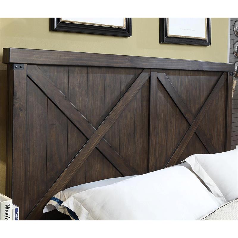 Furniture of America Andrew Rustic Wood King Panel Bed in Dark Walnut