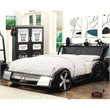 Furniture of America Sainz Metal Full Racecar Bed in Gun Metal and Silver