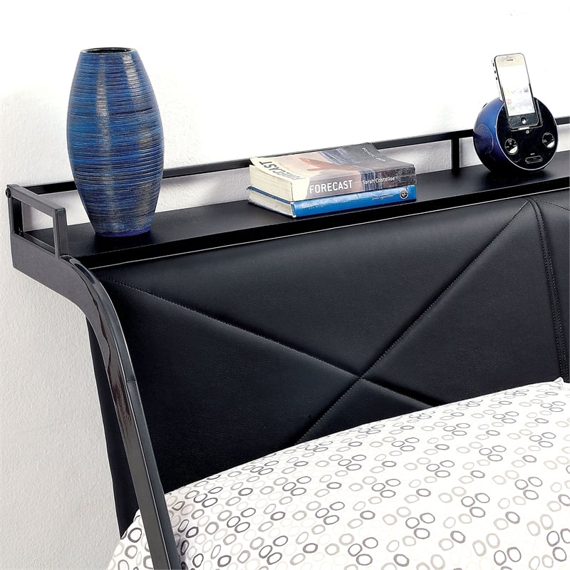 Furniture of America Sainz Metal Full Racecar Bed in Gun Metal and Silver