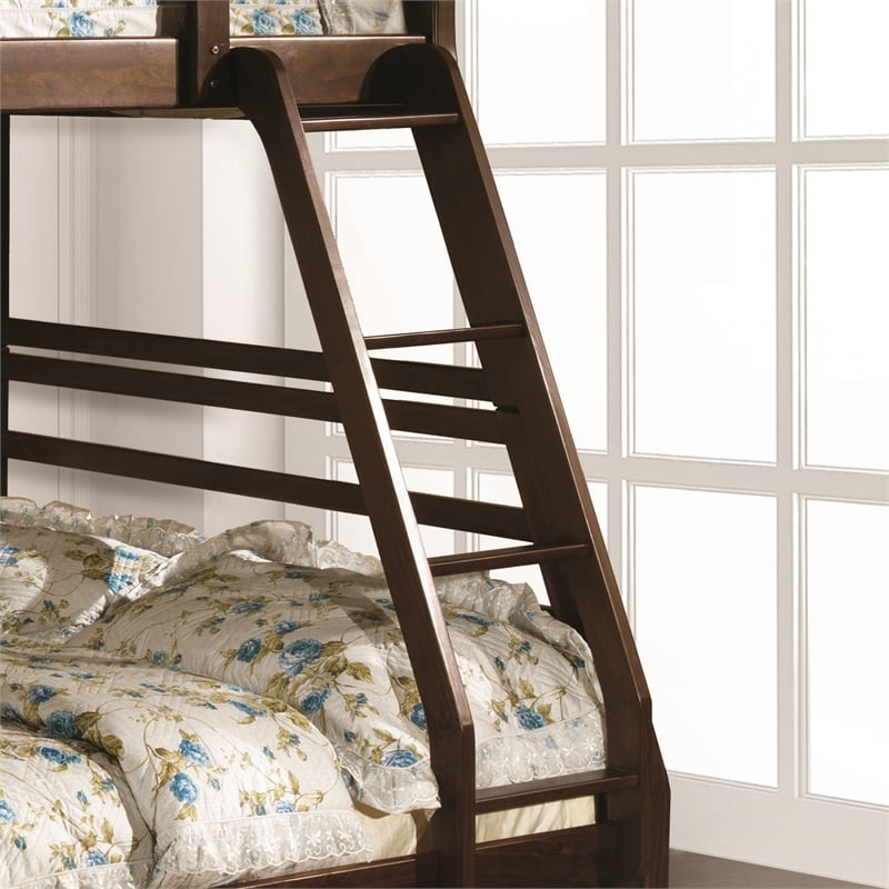 Furniture of America Tomi Wood Twin over Full Storage Bunk Bed in Dark Walnut