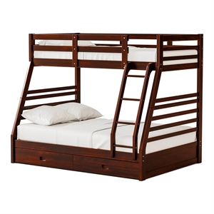 Furniture of America Tomi Wood Twin over Full Storage Bunk Bed in Dark Walnut