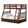 Furniture of America Tomi Wood Twin over Full Storage Bunk Bed in Dark Walnut