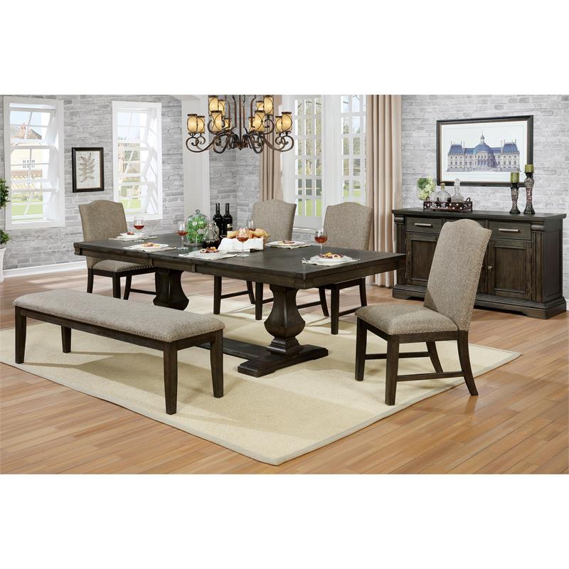Furniture of America Lemieux Solid Wood Expandable Dining Table in Espresso