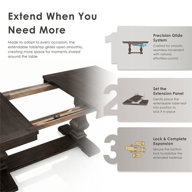 Furniture of America Lemieux Solid Wood Expandable Dining Table in Espresso