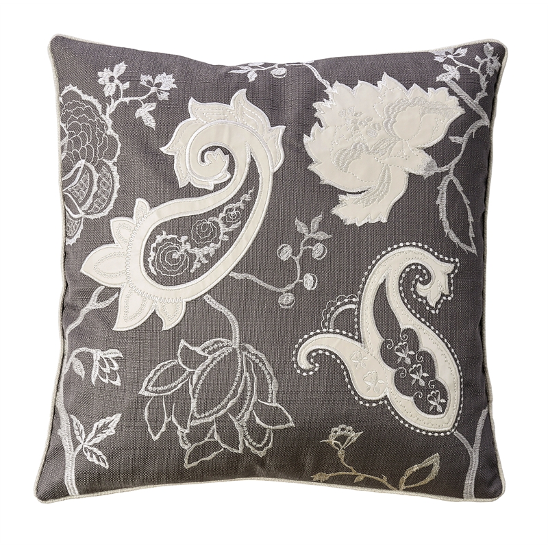 Furniture of America Covington Fabric Throw Pillow in Dark Gray (Set of 2)