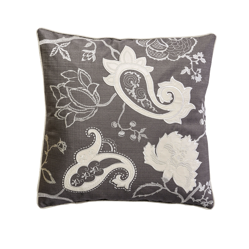 Furniture of America Covington Fabric Throw Pillow in Dark Gray (Set of 2)