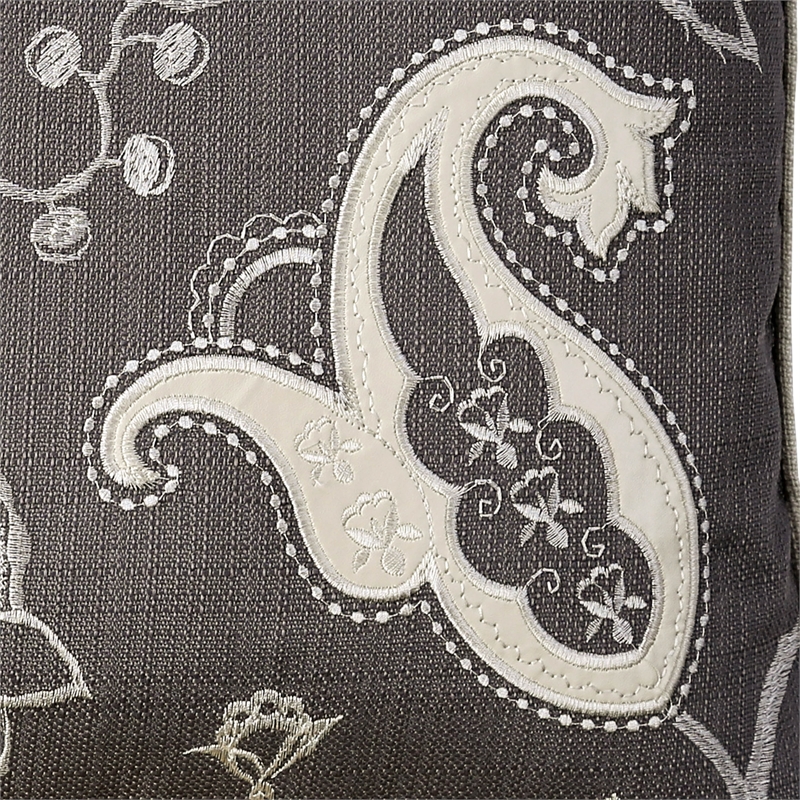 Furniture of America Covington Fabric Throw Pillow in Dark Gray (Set of 2)