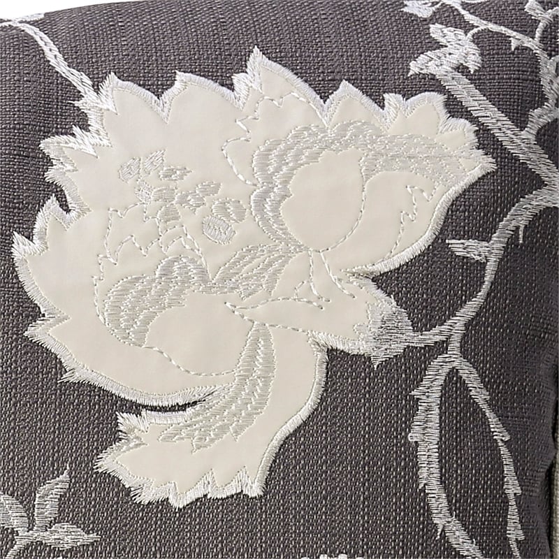 Furniture of America Covington Fabric Throw Pillow in Dark Gray (Set of 2)