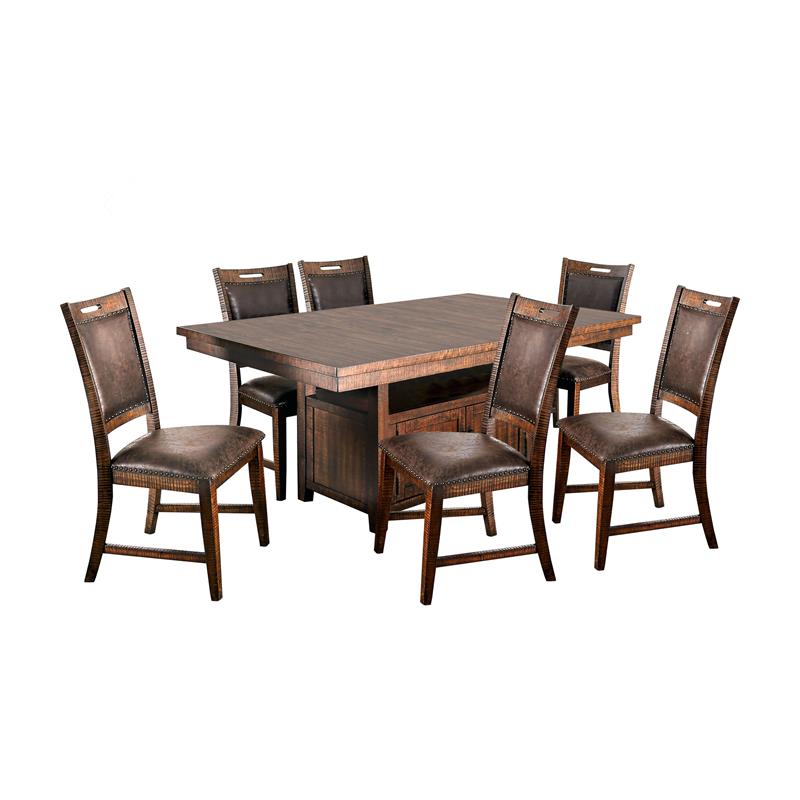 Furniture of America Beverly 7Piece Wood Dining Table Set in Dark Oak