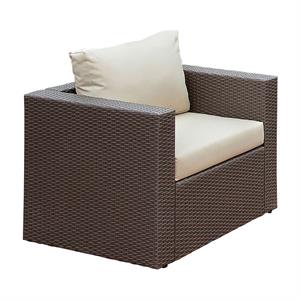 furniture of america gin rattan patio arm chair in brown and beige