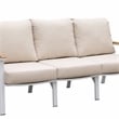 Furniture of America Sourcane Aluminum Padded Patio Sofa in White and Oak