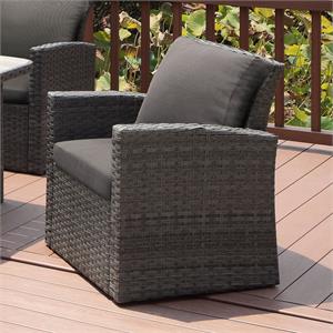furniture of america vorelli aluminum patio arm chair in gray (set of 2)
