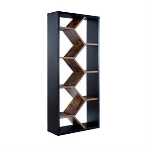 furniture of america greta 9 shelf contemporary wooden geometric bookcase