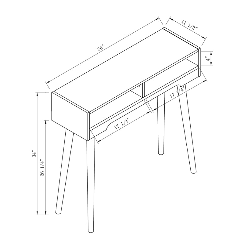 Furniture of America Keller Modern Wood 2-Shelf Console Table in White