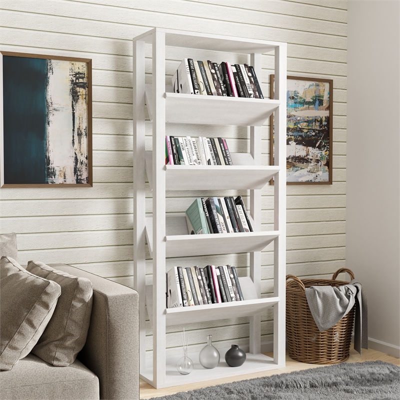 Furniture of America Rubus Wood 5-Shelf 71-Inch Etagere Bookcase in White