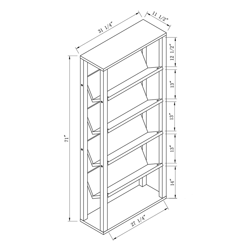 Furniture of America Rubus Wood 5-Shelf 71-Inch Etagere Bookcase in Walnut