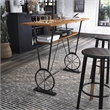 Furniture of America Cera Metal 1-Shelf Bar Table in Warm Oak