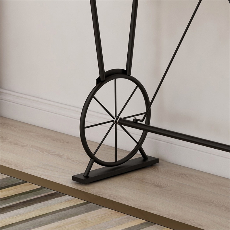 Furniture of America Cera Metal 1-Shelf Bar Table in Warm Oak