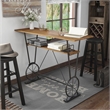Furniture of America Cera Metal 1-Shelf Bar Table in Warm Oak