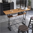 Furniture of America Cera Metal 1-Shelf Bar Table in Warm Oak