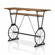 Furniture of America Cera Metal 1-Shelf Bar Table in Warm Oak