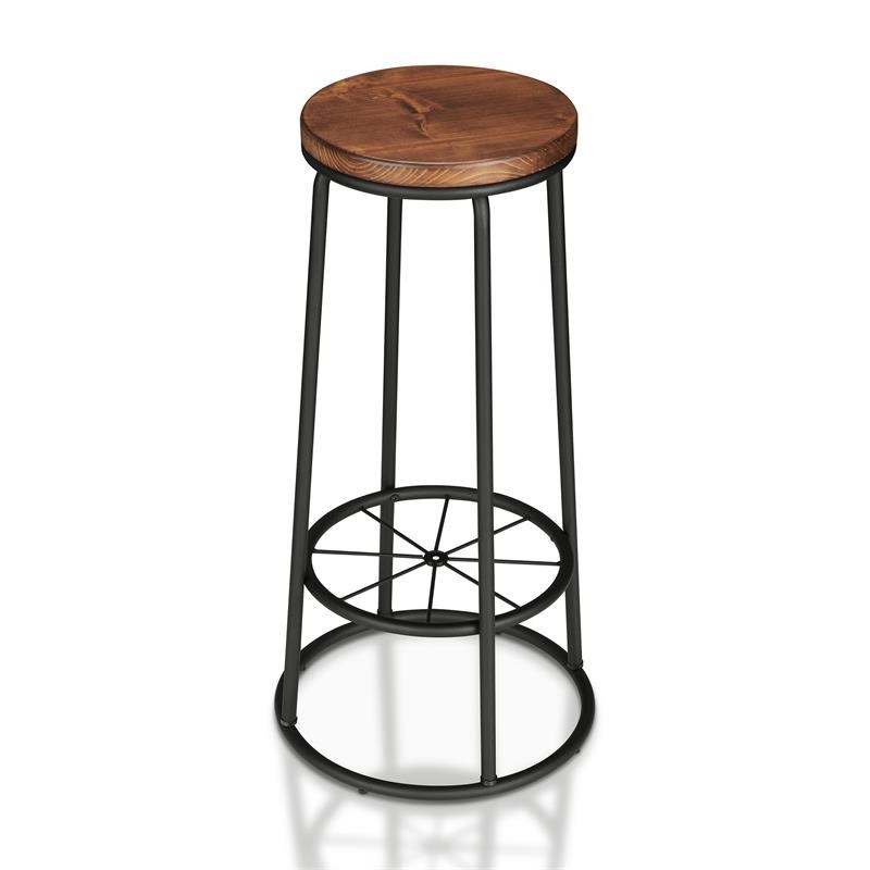 Furniture of America Cera Metal Bar Stool in Toasted Barnwood Brown (Set of 2)