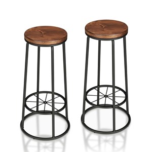 Furniture of America Cera Metal Bar Stool in Toasted Barnwood Brown (Set of 2)