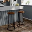 Furniture of America Cera Metal Bar Stool in Toasted Barnwood Brown (Set of 2)