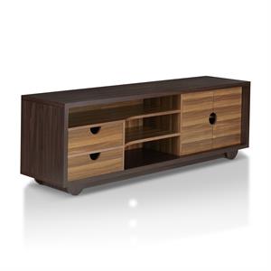 furniture of america evo contemporary wood 2-drawer tv stand in brown wenge