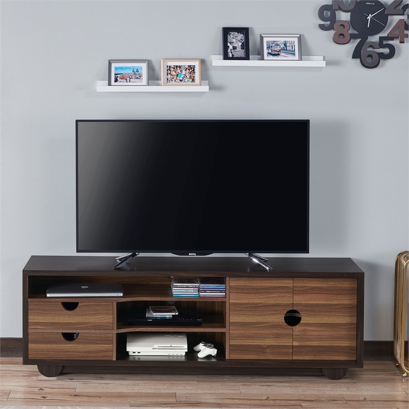 Furniture of America Evo Contemporary Wood 2-Drawer TV Stand in Brown Wenge
