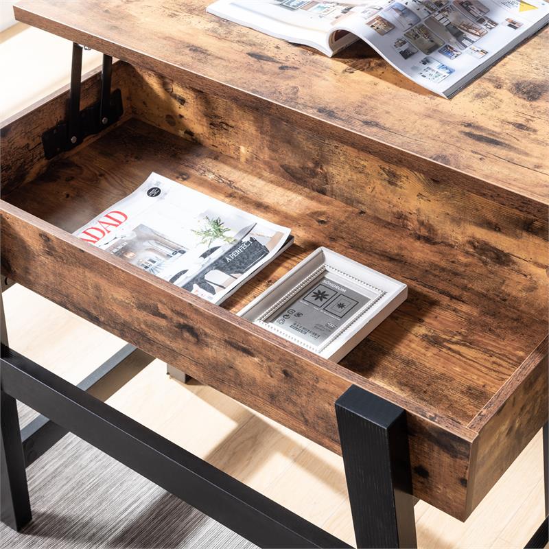 Furniture of America Kelli Modern Wood Lift-Top Console Table in Brown