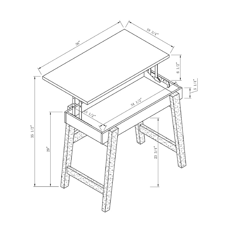 Furniture of America Kelli Modern Wood Lift-Top Console Table in White Oak